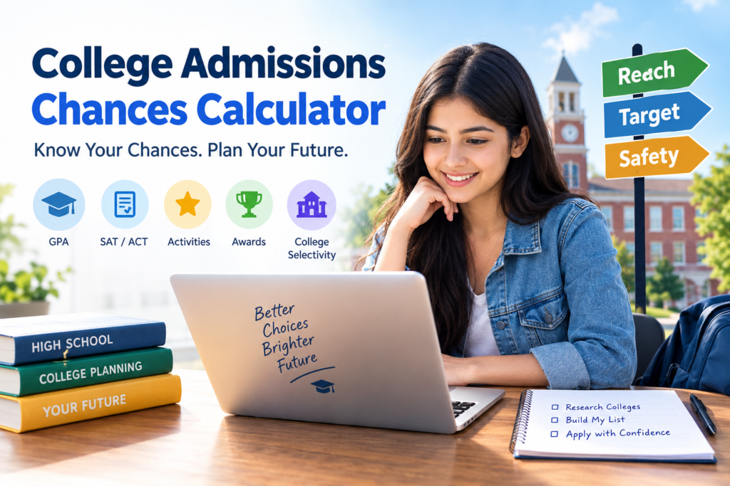 College Admissions Chances Calculator for evaluating GPA, SAT, ACT, activities, and college admission chances