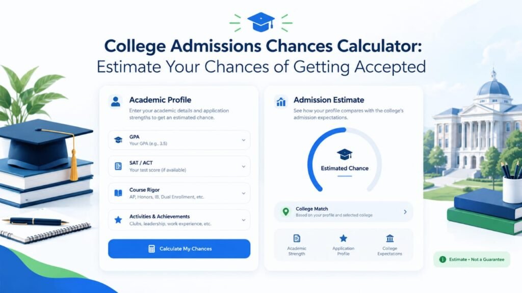 College admissions chances calculator showing an estimated chance of acceptance
